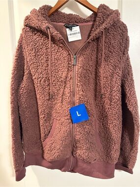 Marc New York Plush Teddy Zip Hoodie - Dusty Rose